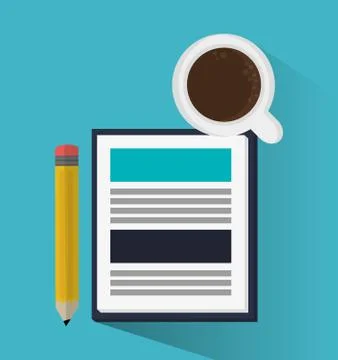 Document and mug of office and work design Illustrazione stock