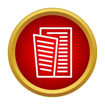 Document and newspaper icon on red circle Stock Illustration