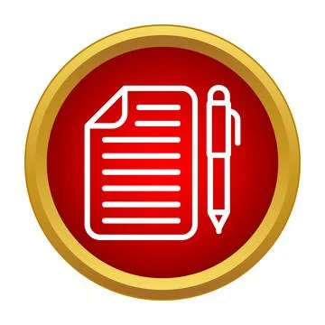 Document and pen icon creating contract and agreement Stock Illustration