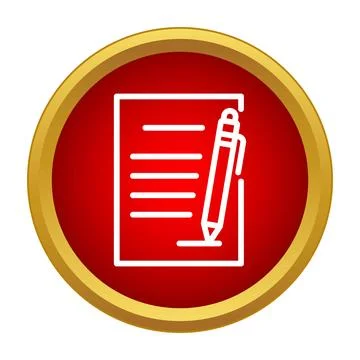 Document and pen icon representing agreement signing process Stock Illustration