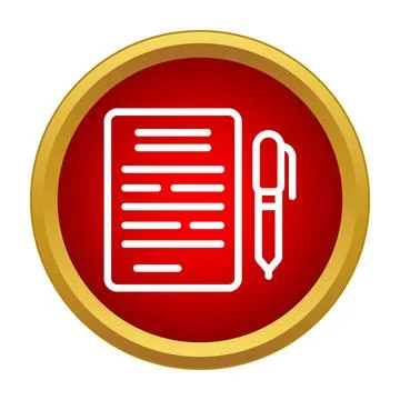 Document and pen icon representing legal agreement Illustrazione stock