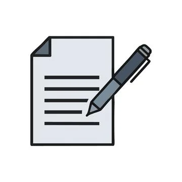 (Document and Pen Writing Icon. Vector graphic depicting a paper sheet with.. Stock Illustration