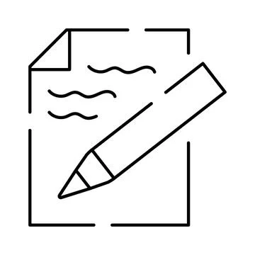Document and pencil writing a note or editing Stock Illustration