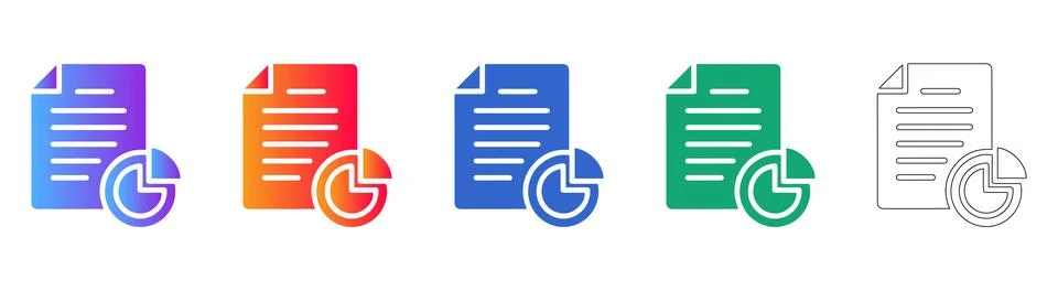 Document and Pie Chart Analytics Icon Set イラスト素材