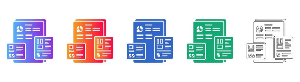 Document and Report Analysis Icon Collection Stock Illustration