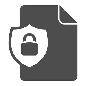 Document and security emblem with lock solid icon, web security concept Illustrazione stock