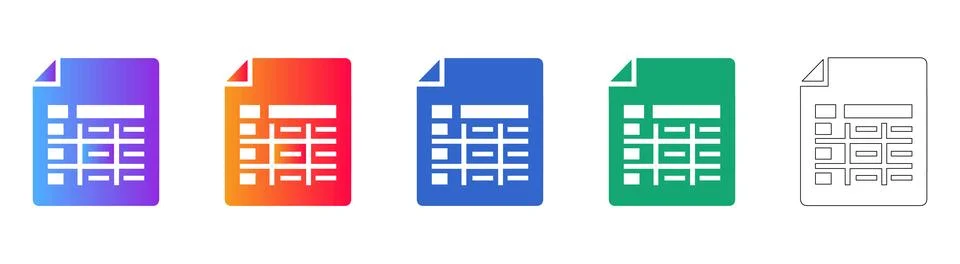 Document and Spreadsheet File Icons Collection Stock Illustration