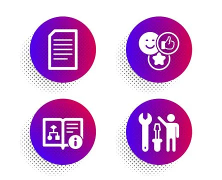 Document, Like and Technical algorithm icons set. Repairman sign. Vector イラスト素材