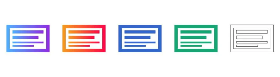 Document and Text Box Layout Icons for Content and Data Presentation Stock Illustration
