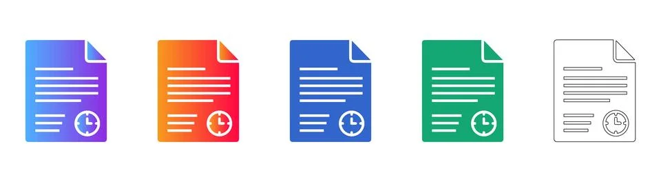 Document and Time Management Icons Stock Illustration