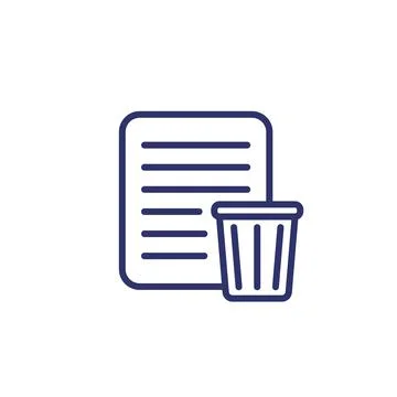 Document and trash bin line icon, vector Stock Illustration
