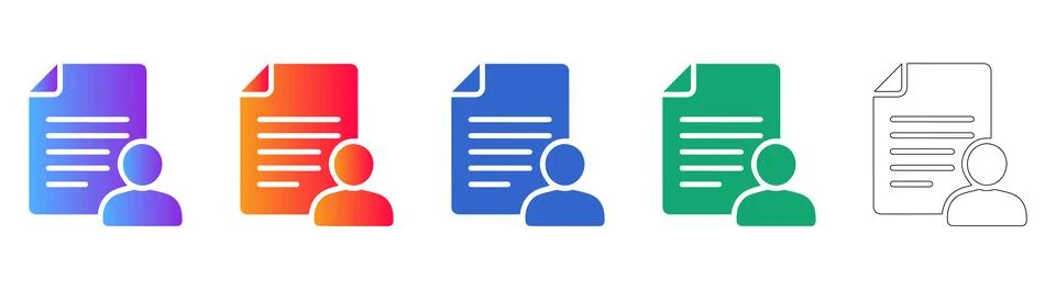 Document and User Profile Icon Set for HR Applications 库存插图