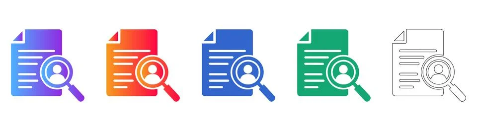 Document and User Search Icon Set Stock Illustration