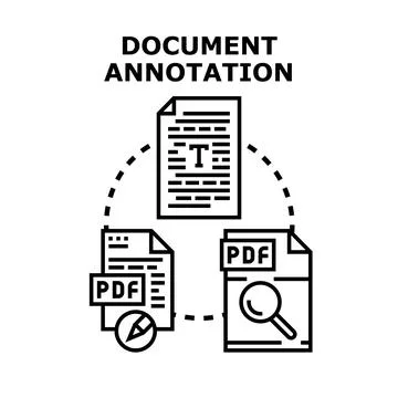 Document annotation process with digital files and tools Illustrazione stock