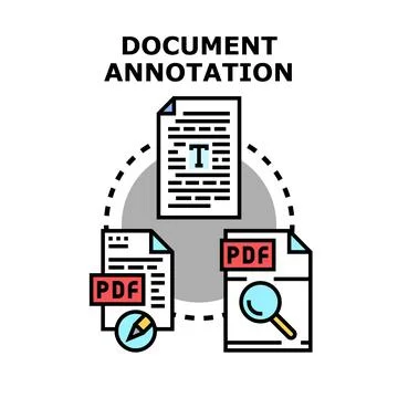 Document annotation process with digital files and tools 스톡 일러스트