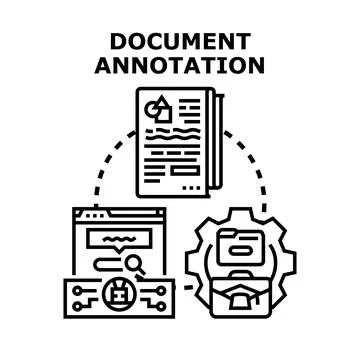 Document annotation process with digital information system Stockillustratie