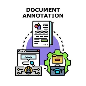 Document annotation process with digital information system Stockillustratie