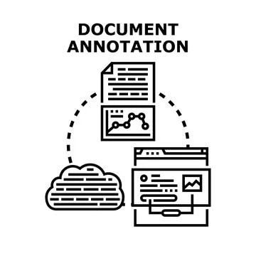 Document annotation software facilitating digital information management Illustrazione stock