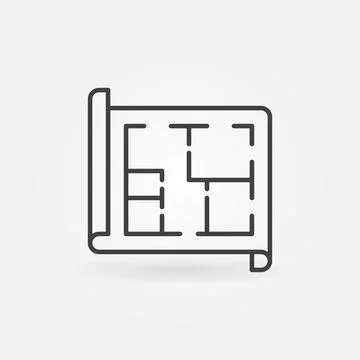 Document with Apartment Plan vector line concept icon Ilustración de archivo