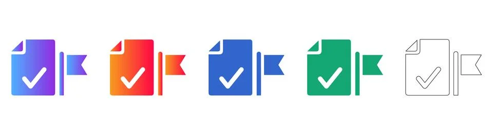 Document Approval and Completion Icons イラスト素材