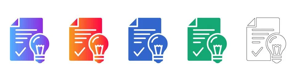 Document Approval and Creative Idea Icons イラスト素材