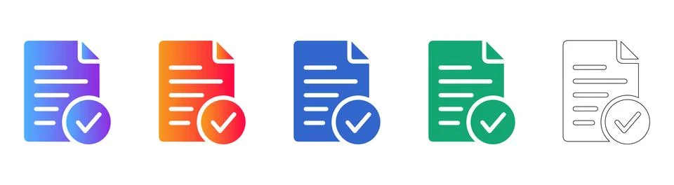 Document Approval and Verification Icons Stock Illustration