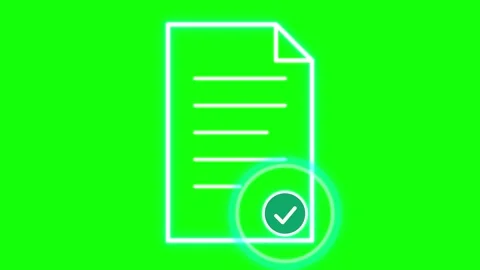 Document approval animation with green checkmark icon on chroma key green s.. Stock Footage 344863146