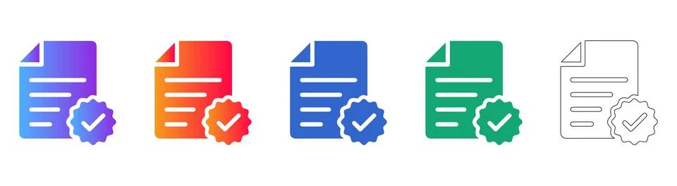 Document Approval Certified Icons イラスト素材