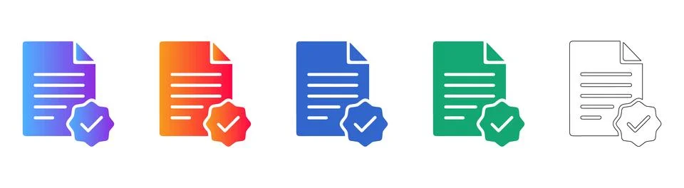 Document Approval Certified Icons Stock Illustration