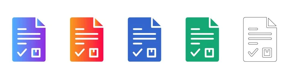 Document Approval Checkbox Icon Set for Digital Forms Stock Illustration