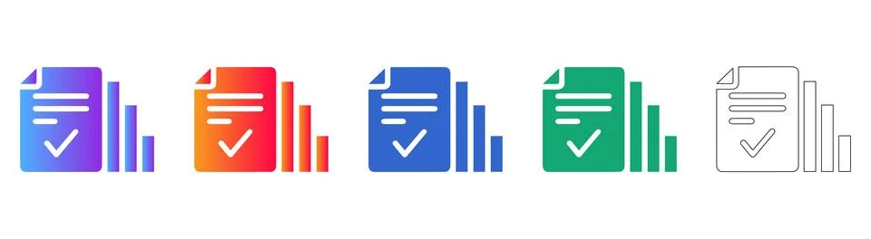 Document Approval Checklist Report Icons Stock Illustration