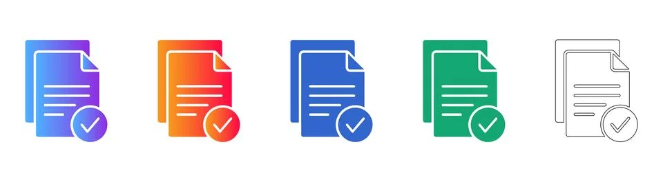 Document Approval Checkmark Icons イラスト素材
