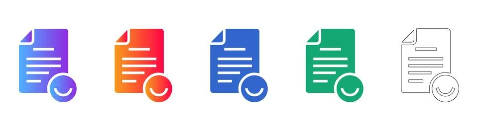 Document Approval Icon Set Stock Illustration