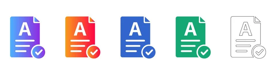 Document Approval Icons with Checkmark 库存插图