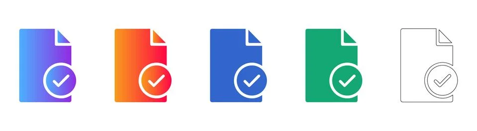 Document Approval Icons Set Illustrazione stock