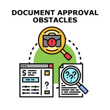 Document approval obstacles causing business processing problems 스톡 일러스트