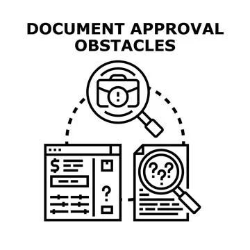 Document approval obstacles causing business processing problems 스톡 일러스트