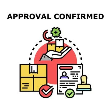 Document approval process confirming successful deal Stock Illustration