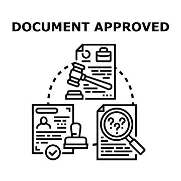 Document approval process with legal and verification stages Stock Illustration
