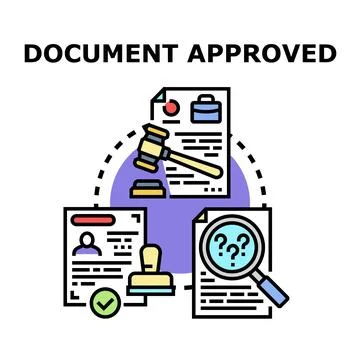 Document approval process with legal and verification stages Stock Illustration