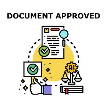 Document approval process using artificial intelligence concept Stock Illustration