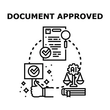 Document approval process using artificial intelligence concept Stock Illustration