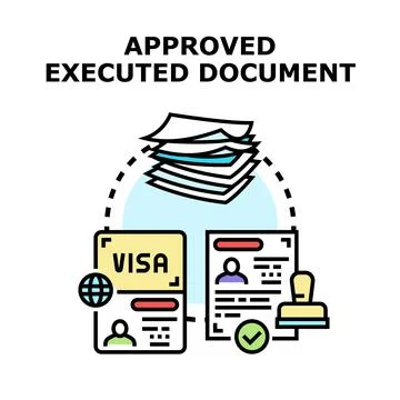 Document approval process validating official legal paperwork Stock Illustration