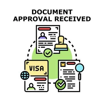 Document approval received and visa application process 스톡 일러스트