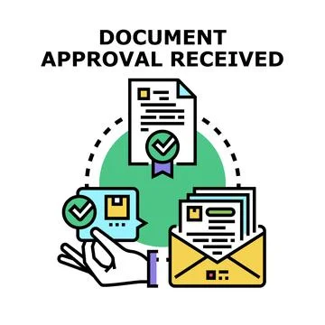 Document approval received notification process system 스톡 일러스트