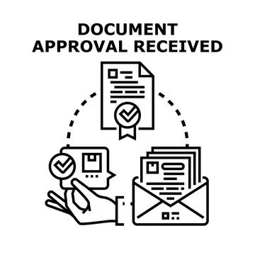 Document approval received notification process system Stock Illustration