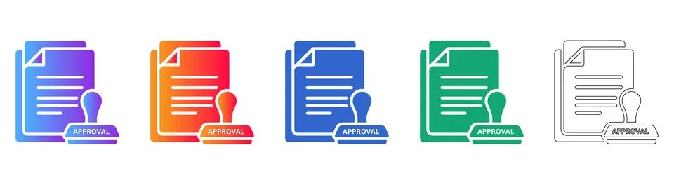 Document Approval Stamp Icons Illustrazione stock