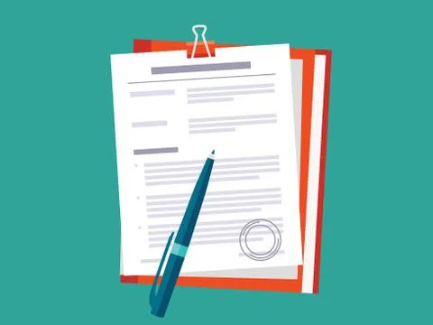 Document with approval stamp Stock Illustration