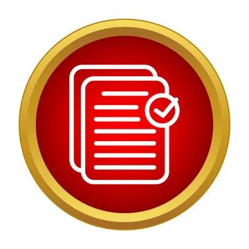 Document approval verifying completed task data with checkmark Stock Illustration