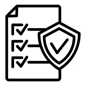 Document approve line icon. Checklist with shield vector illustration isolated 스톡 일러스트